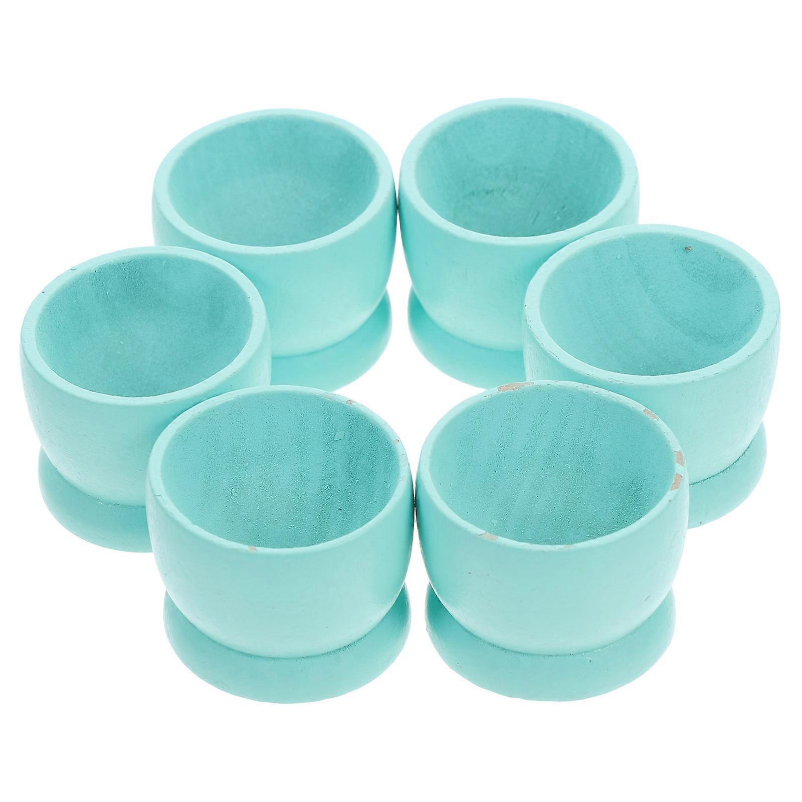 Light Green Wooden Easter Egg Cups for Storage 6Pcs Kitchen Egg Holders