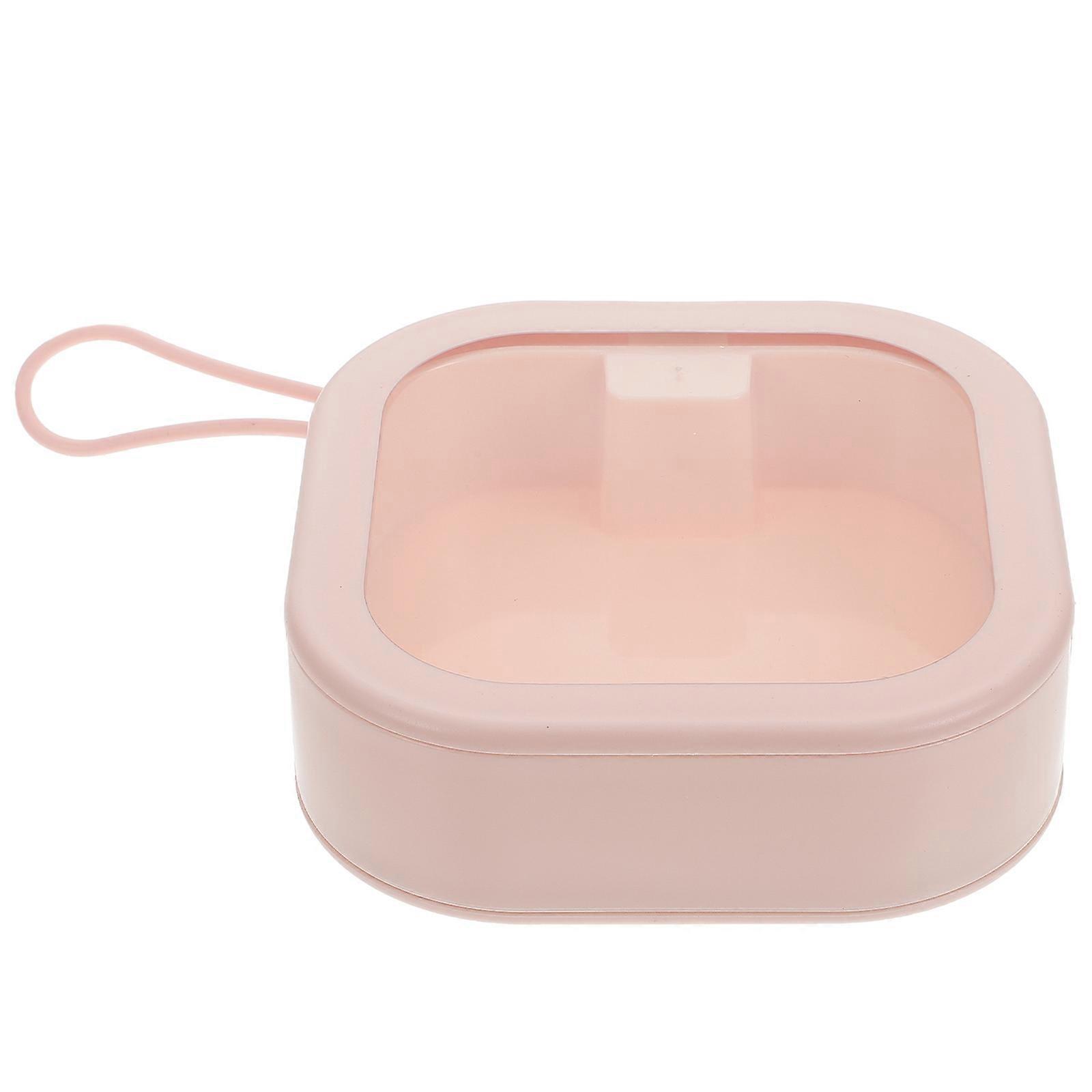 Denture Case Portable Storage Box for Oral Care 2Pcs Pink Set