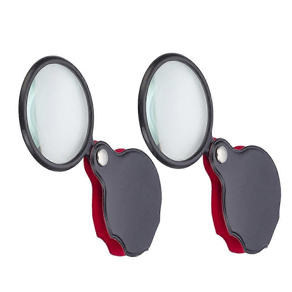 2Pcs Mini Folding Magnifier for Magnifying Compact Handheld Magnifier