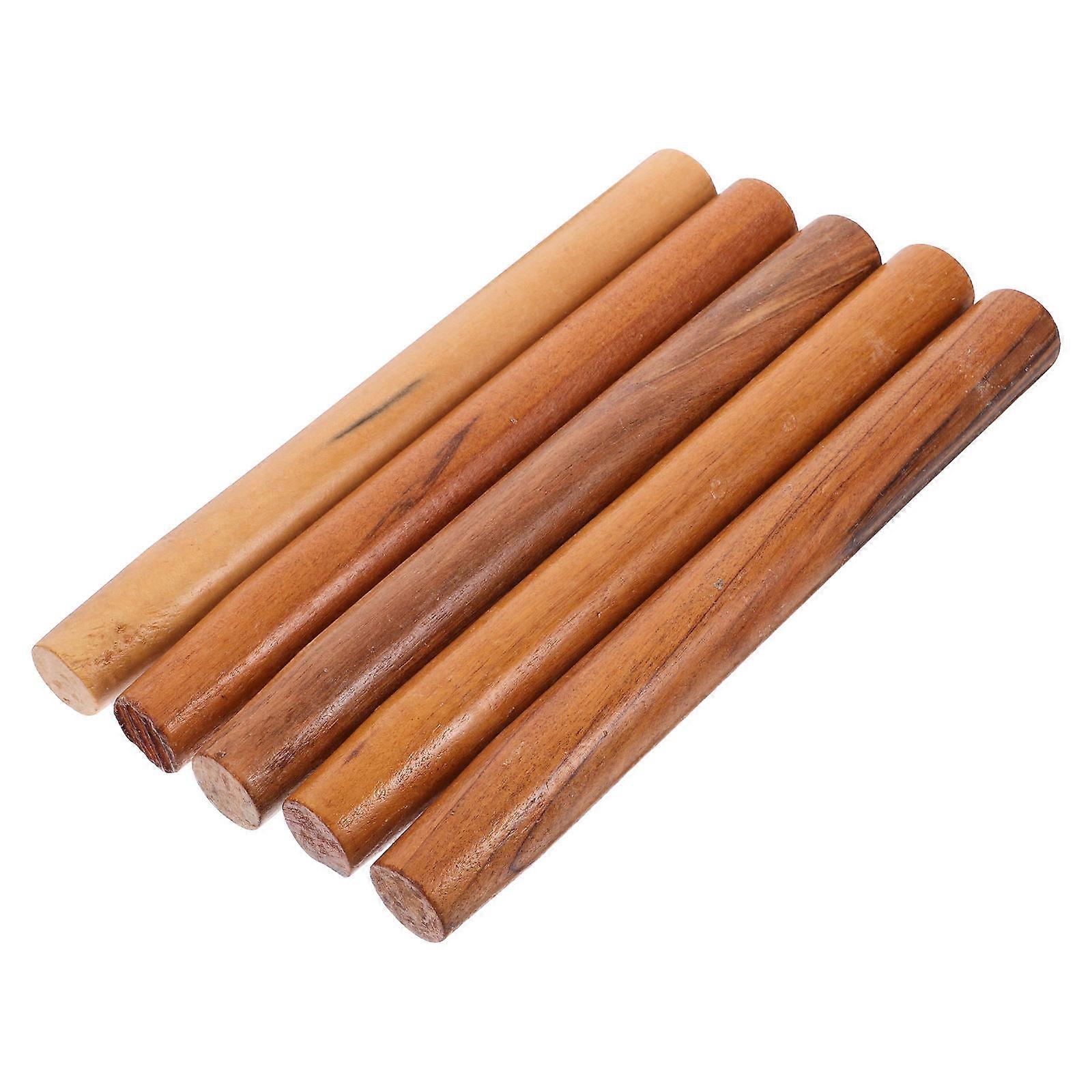 Khaki Wood Handle for Replacement with Ergonomic Grip 5Pcs Set