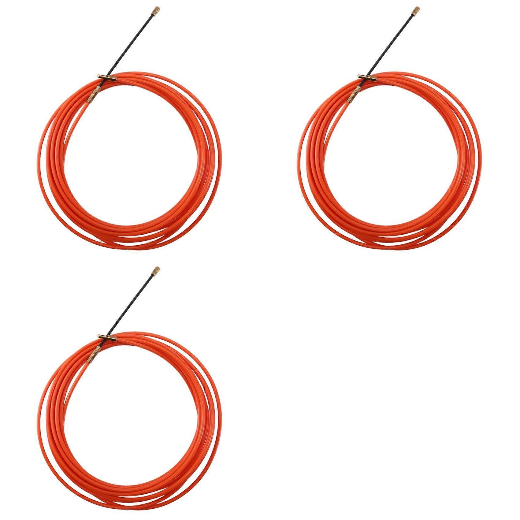 3pcs 4Mm 5 Meter Orange Guide Device Nylon Electric Cable Push Pullers Duct Snake Rodder Fish Tape Wire