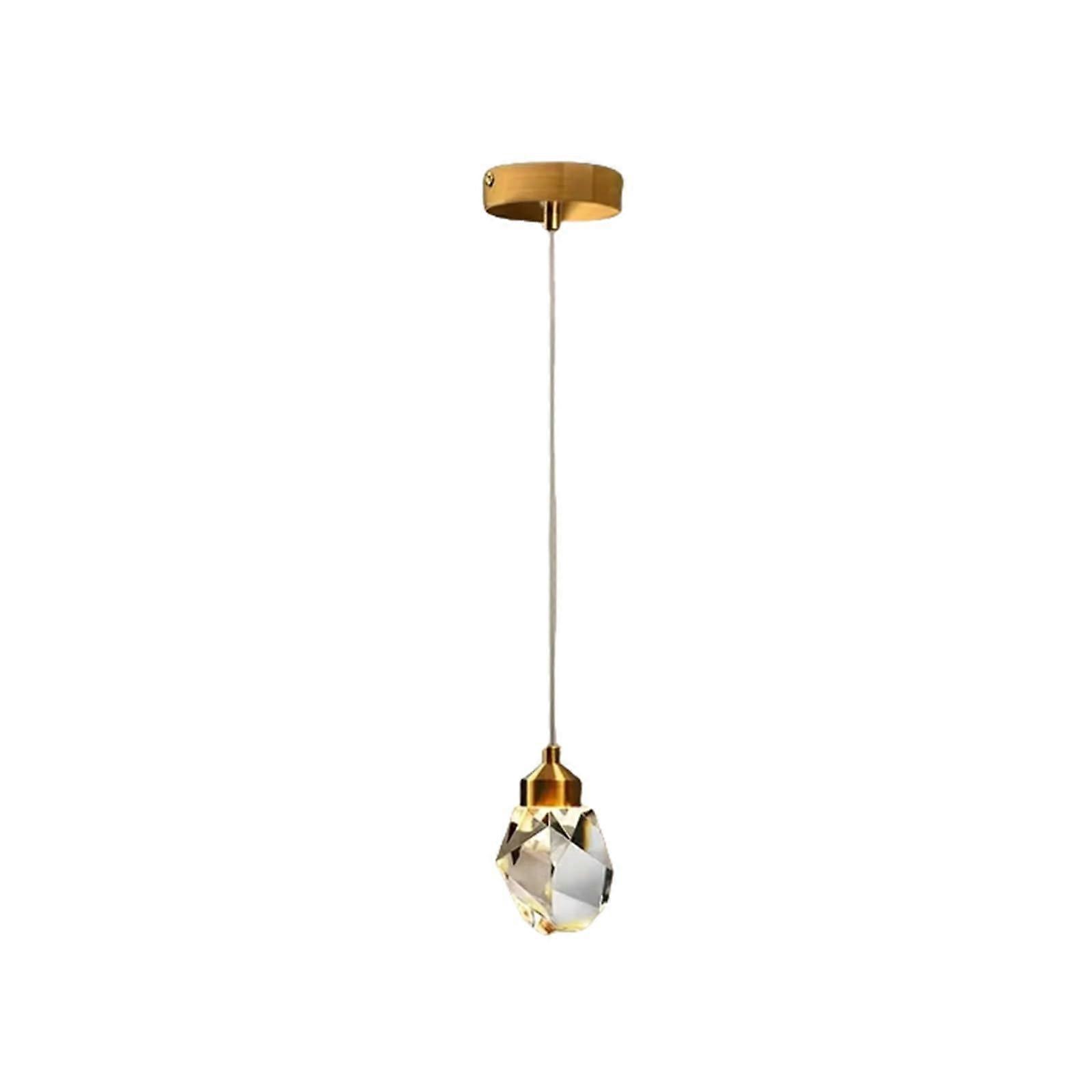 Nordic Crystal Pendant Light with LED, Adjustable Hanging Lamp for Kitchen Island and Bedroom