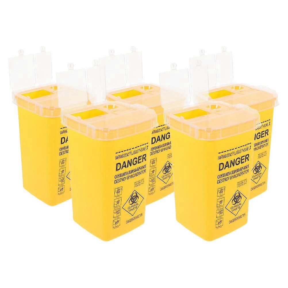Yellow Waste Needles Box Multi-Purpose Sharps Container for Storage 5Pcs
