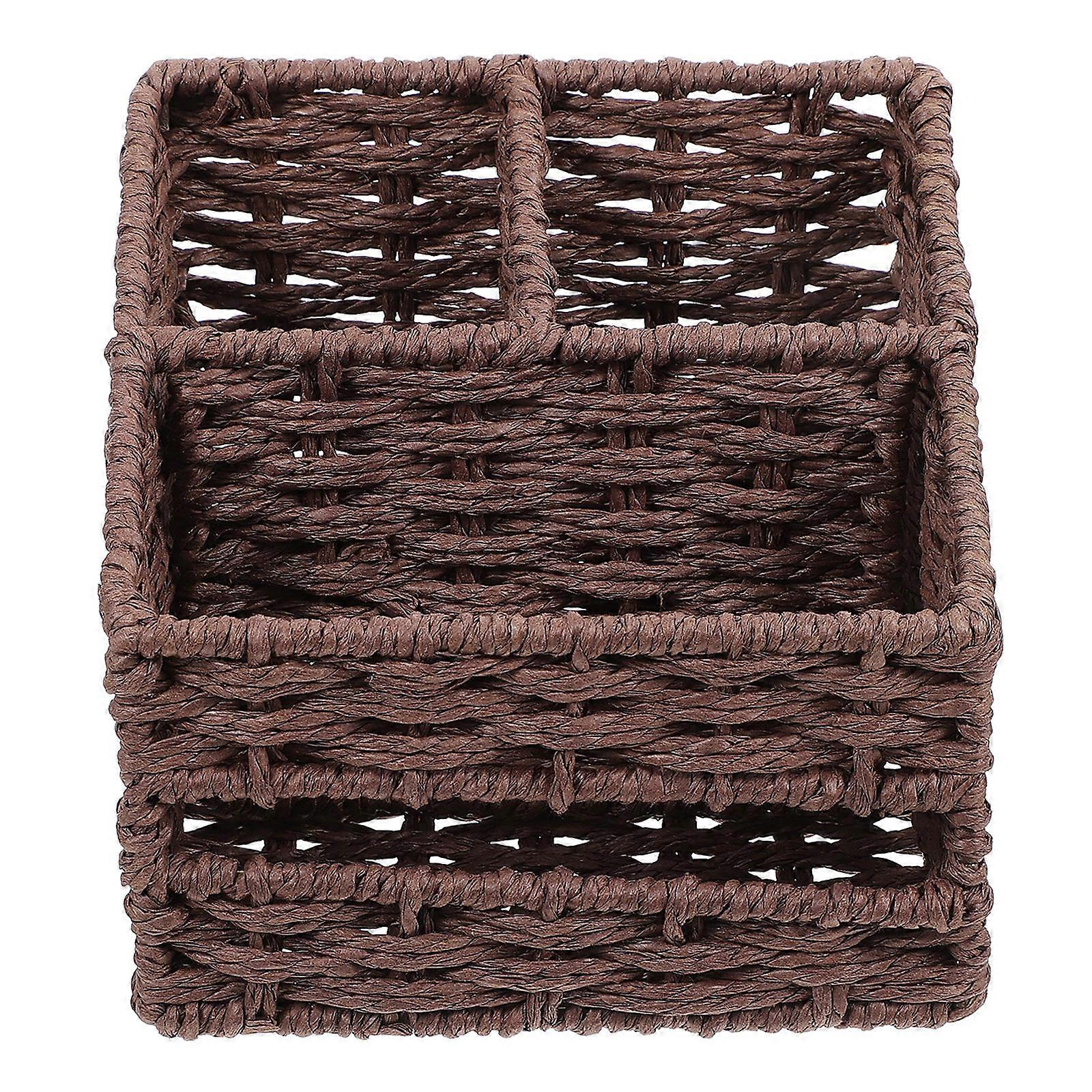 Coffee Tissue Box Holder for Desktop Storage Multifunctional Straw Organizer 1pc