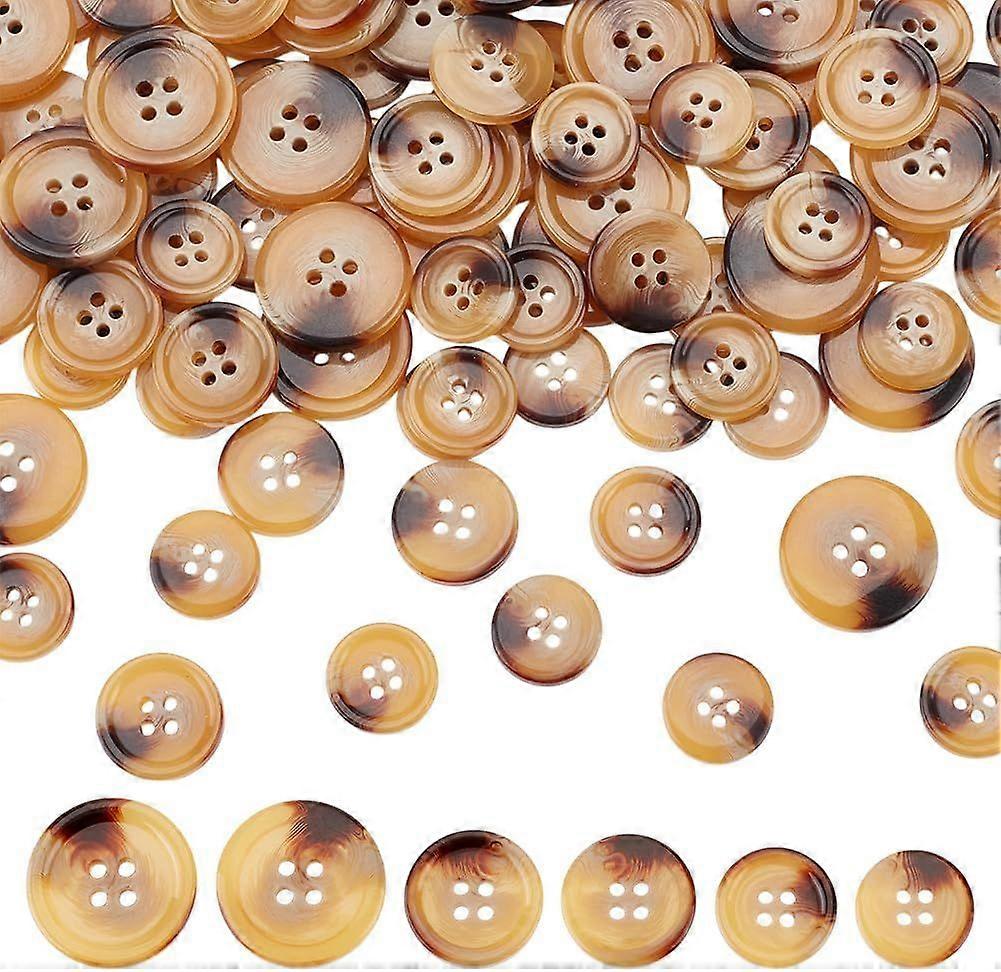 120Pcs 4 Hole 17.5/20/25mm Tan Round Pattern Resin Buttons Flatback Sewing Button Resin Buttons for Suit Round Blazer Buttons Suit Coats Resin Button 