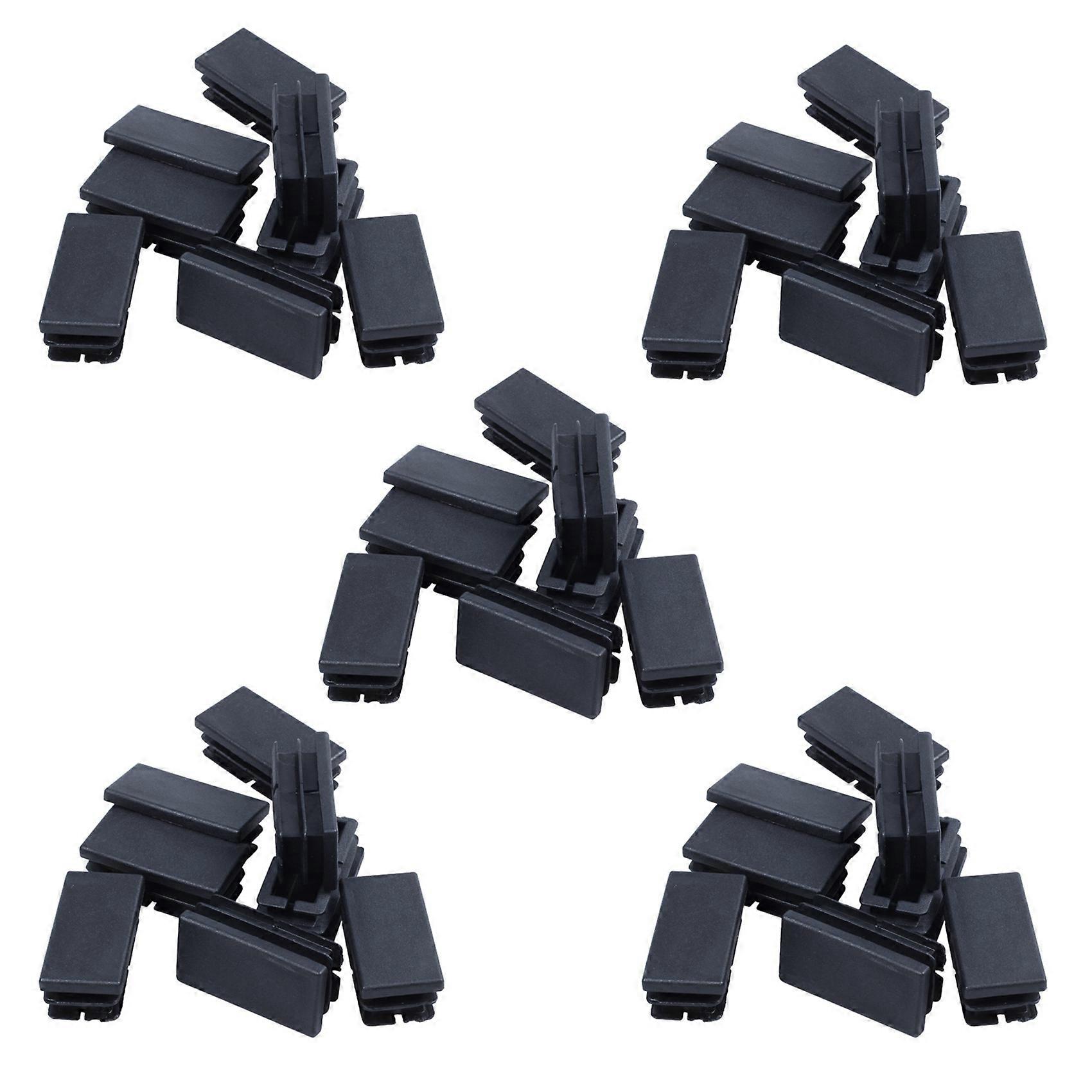 40 Pcs Black Plastic Rectangular Blanking End Caps Inserts 20mm x 40mm