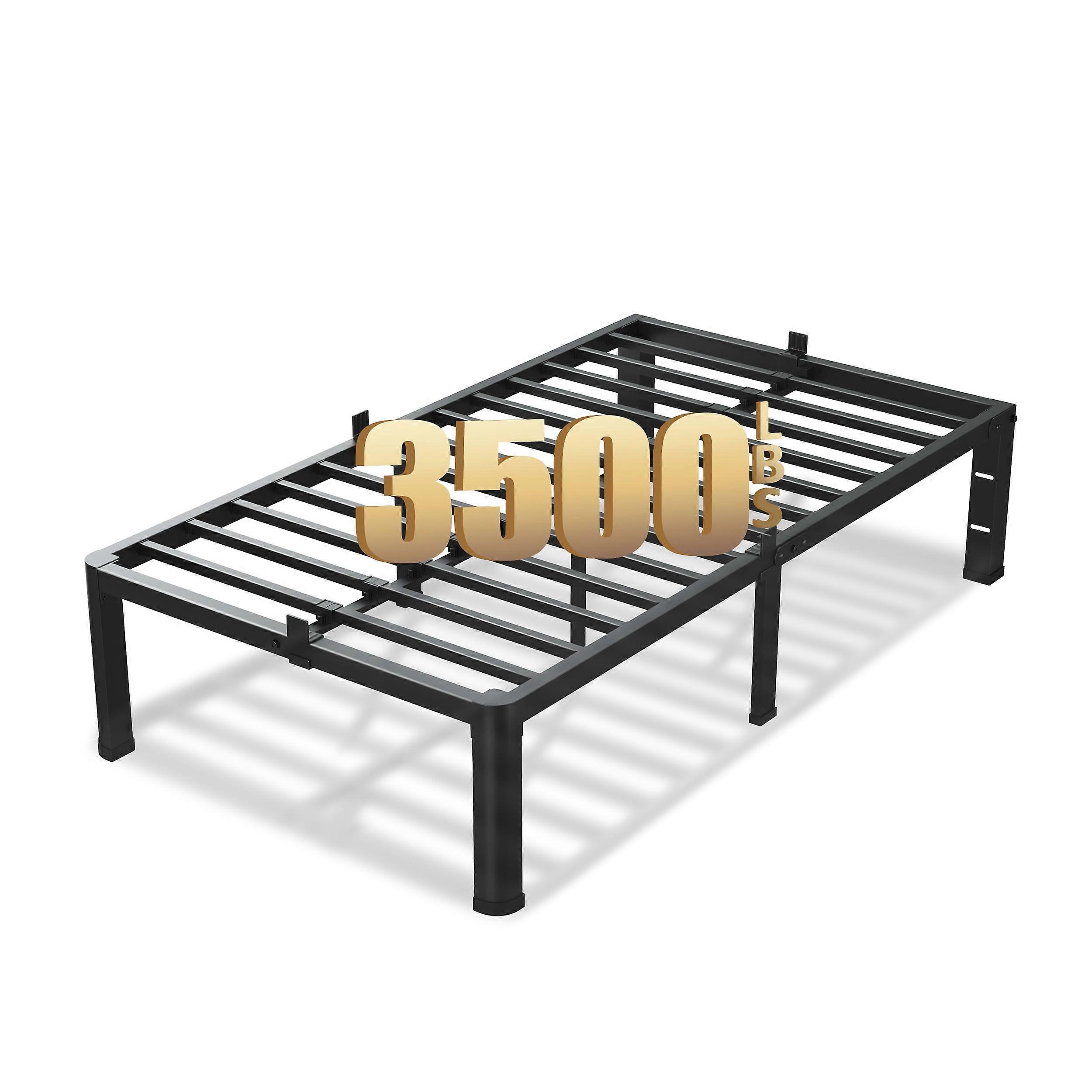 16 Inch Twin Metal Platform Bed Frame 3500lbs Capacity with Storage Noiseless NonSlip Design