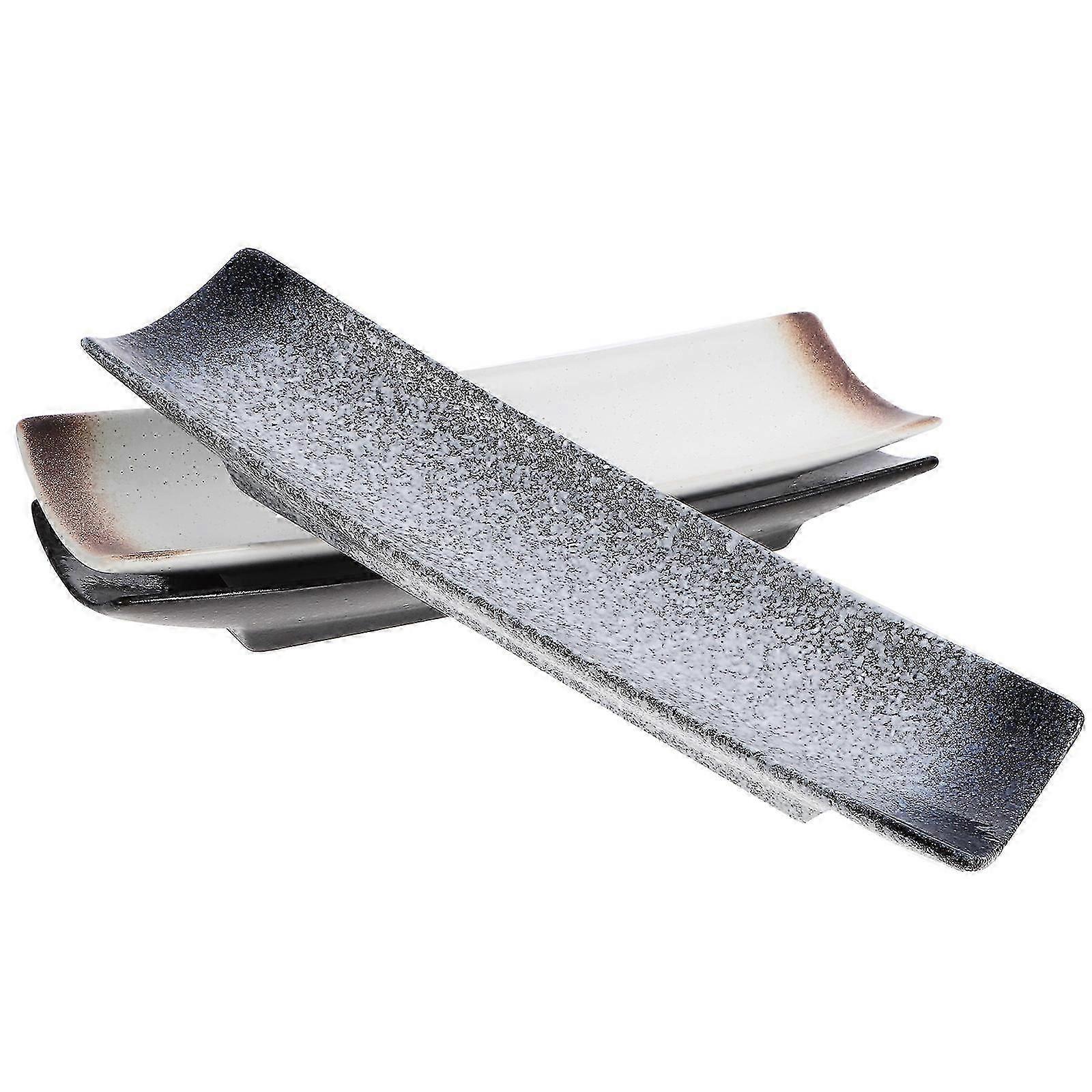 Ceramics Sushi Plate Rectangular Appetizer Plates for Special Parties 3Pcs