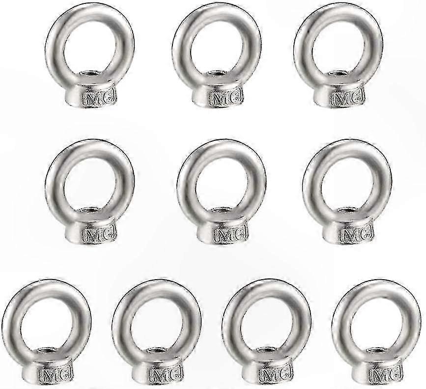 Stainless Steel M6 Threaded Ring Nuts, 10-Pack