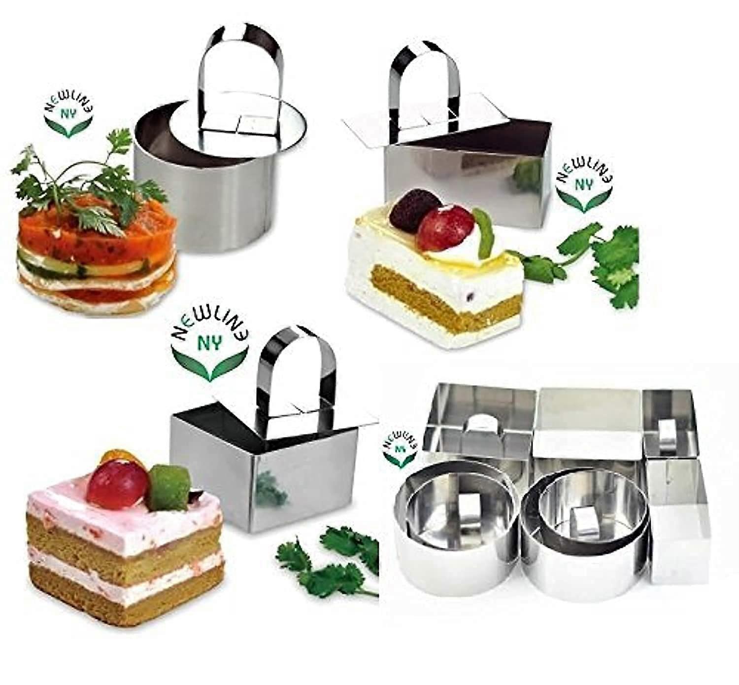 Stainless Steel Dessert Ring Set 12 Pcs with Round Square Rectangular Shapes for Cakes and Mousse