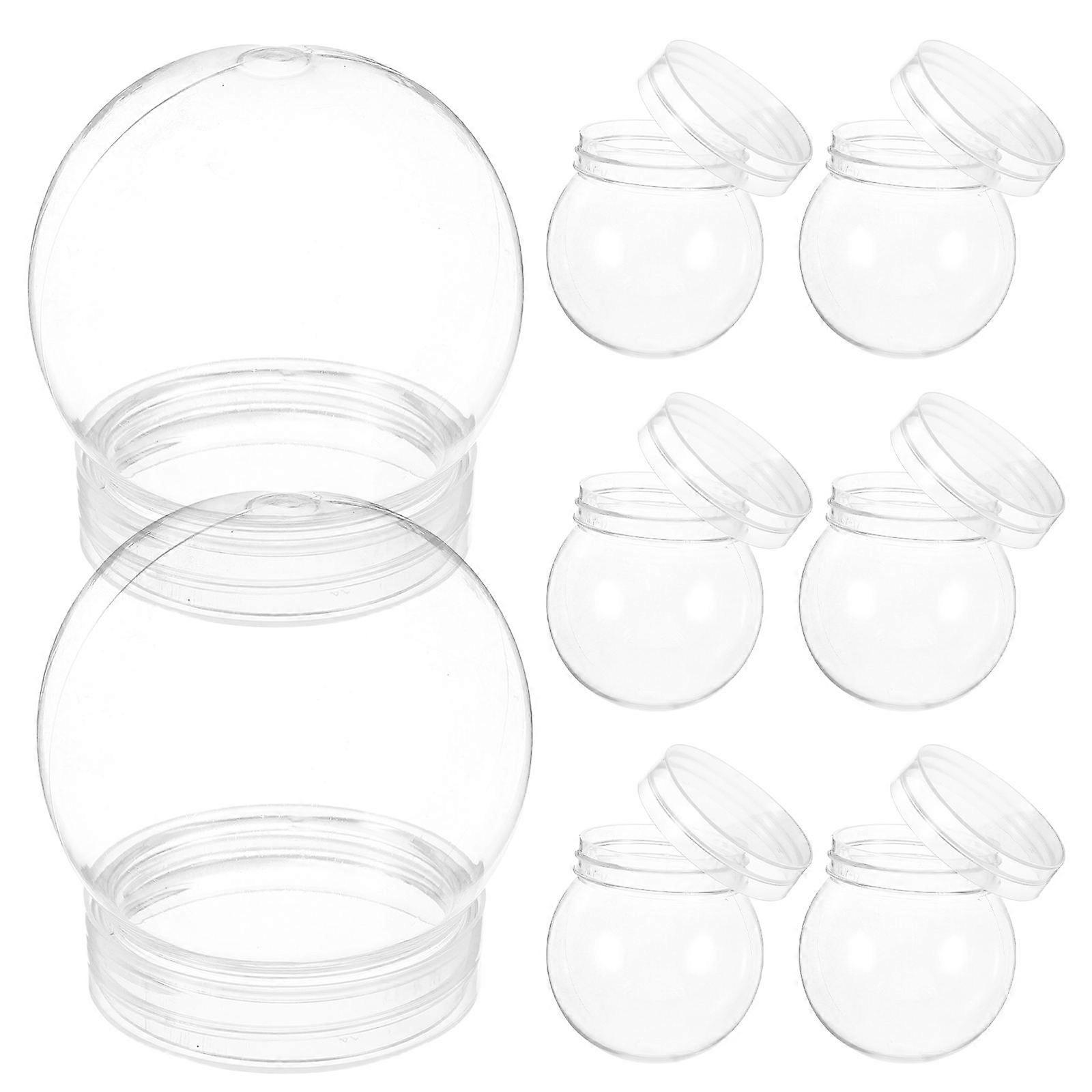 DIY Snow Globe Plastic Clear Globes for Decor 8Pcs Ball Sets