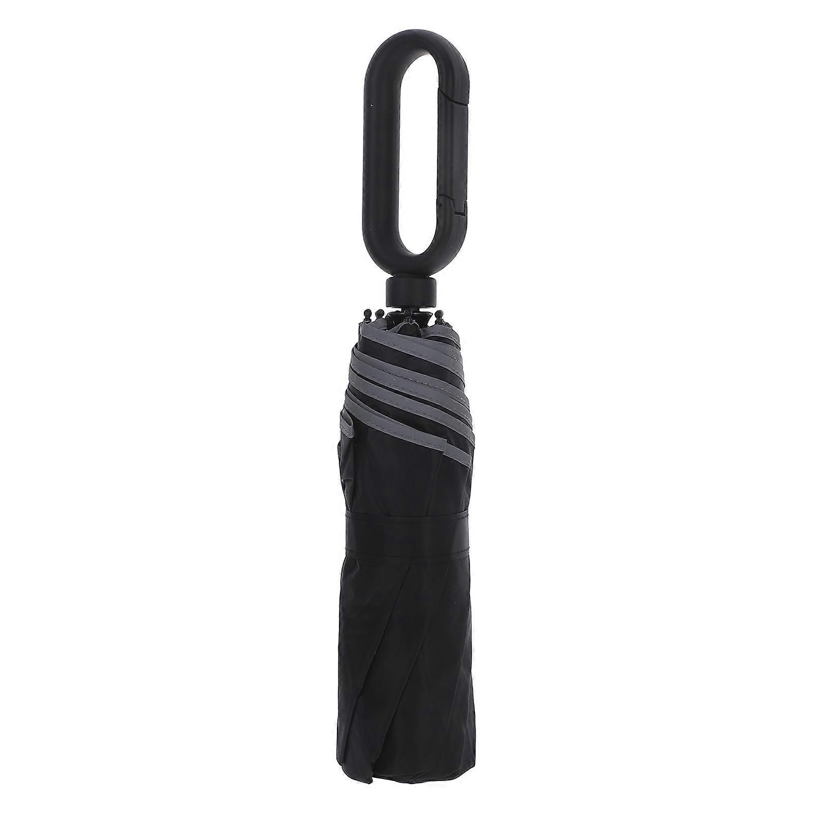 Black Ring Handle Umbrella Portable Thickened Hook Design Windproof for Outdoor Use 45.5 Inches