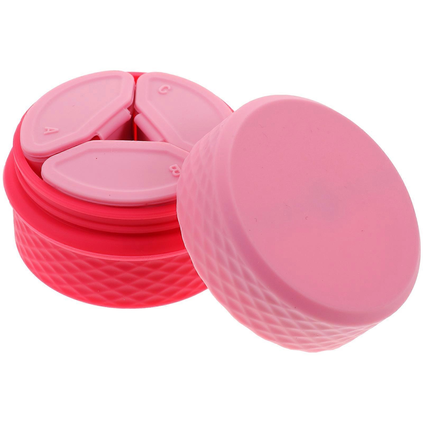 Pink Silicone Makeup Container Set for Storage 1Set with Spoon Compact Design