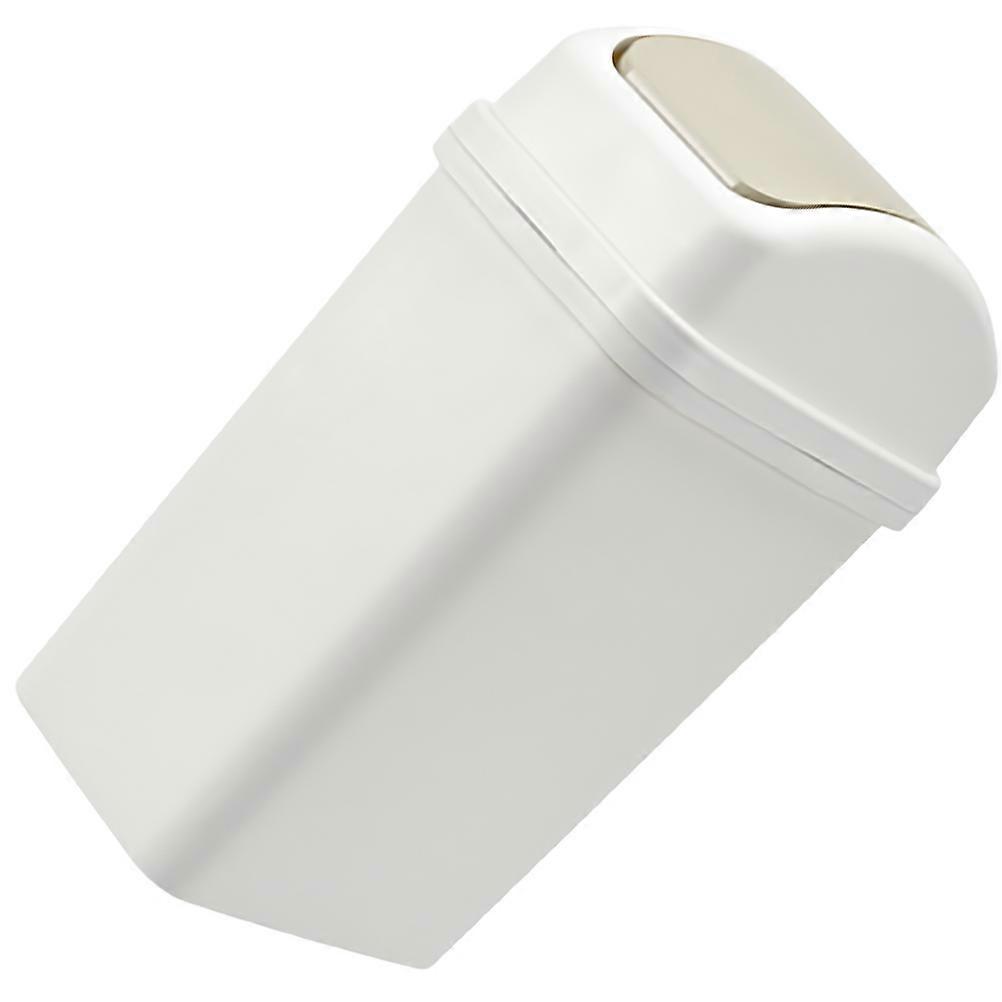 6L Swing Lid Trash Can for Kitchen Waste Storage White Plastic