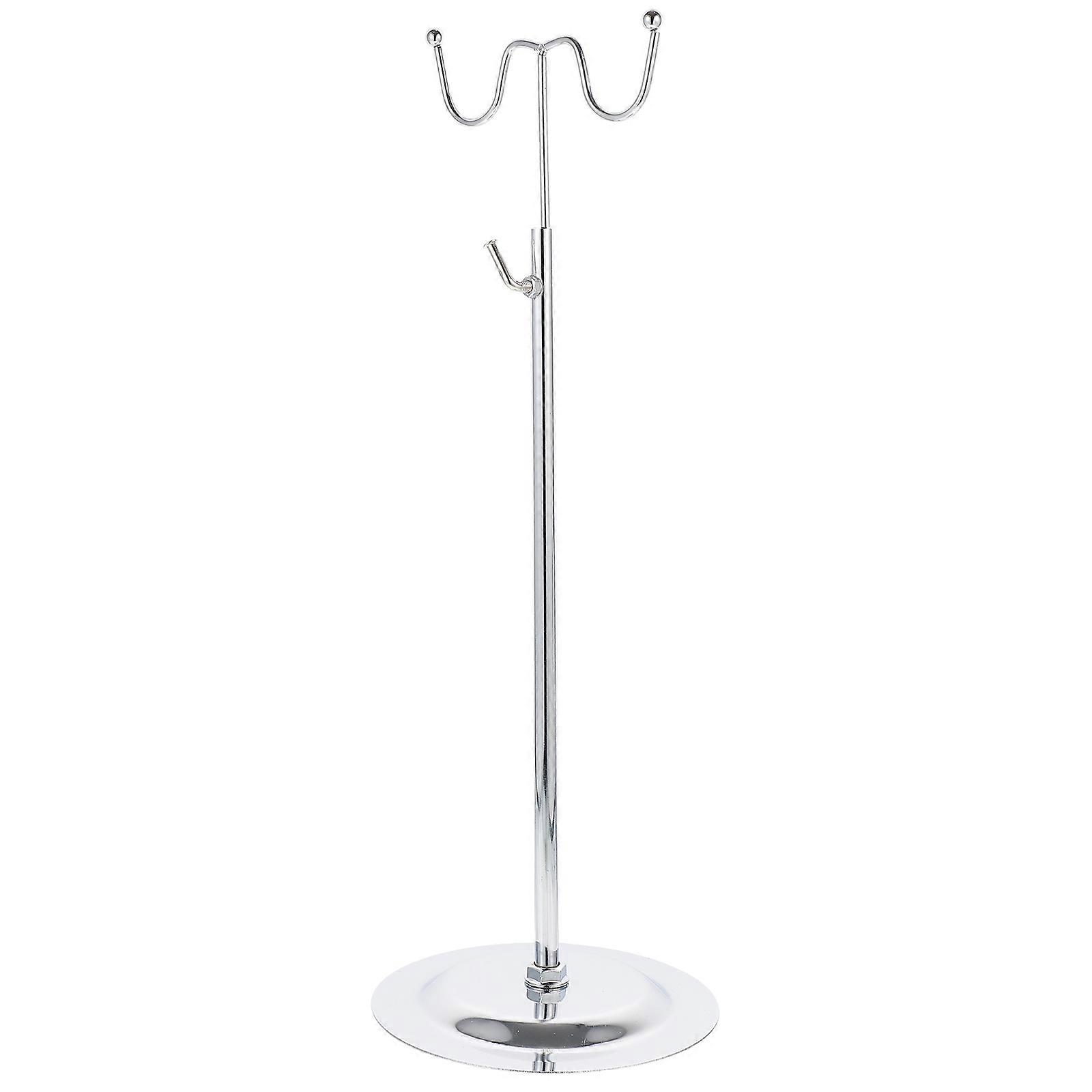 Stainless Steel Handbag Display Rack for Adjustable Height Dual Hook Display