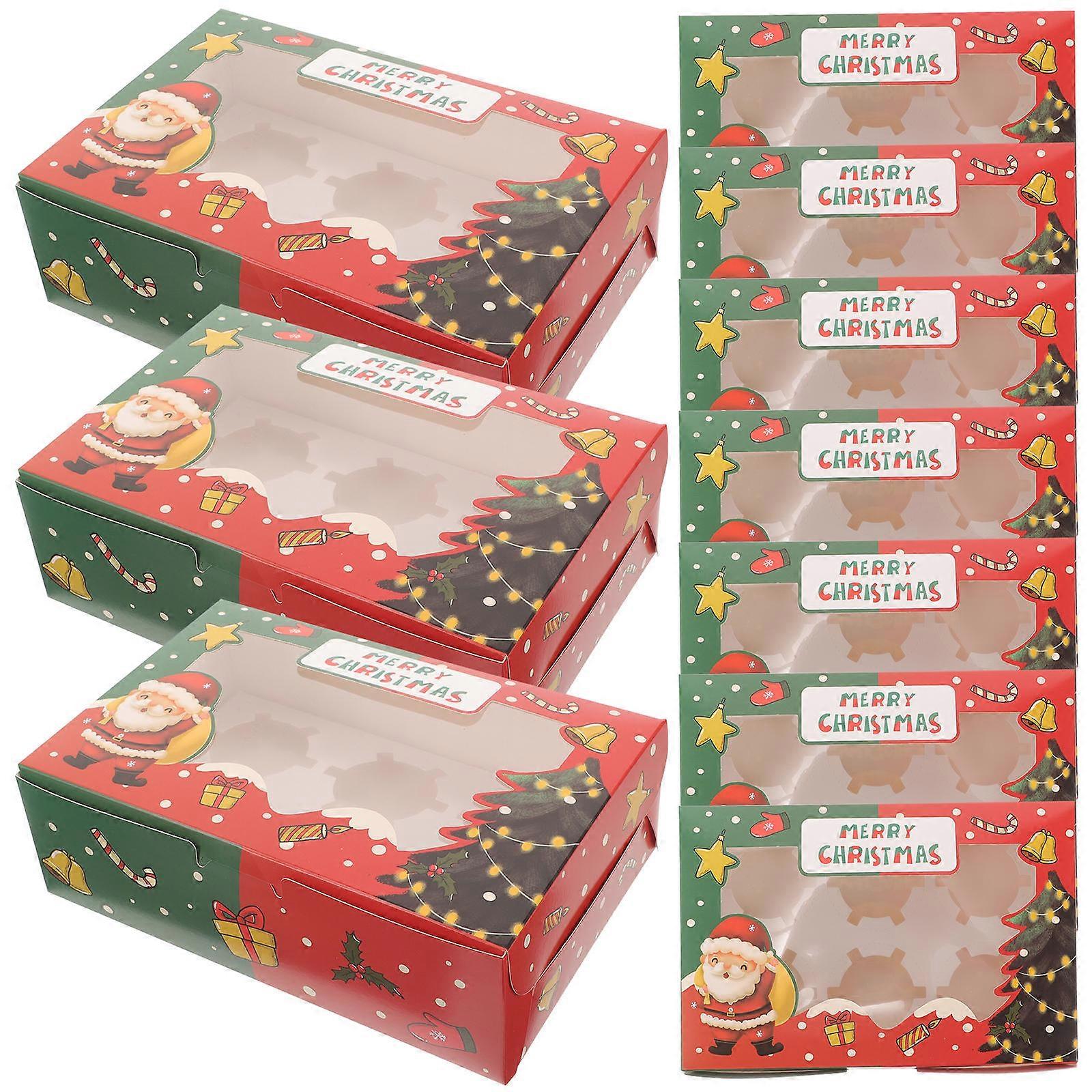 Dessert Packing Boxes for Decor 10Pcs Xmas Paper Pastry Storage Boxes