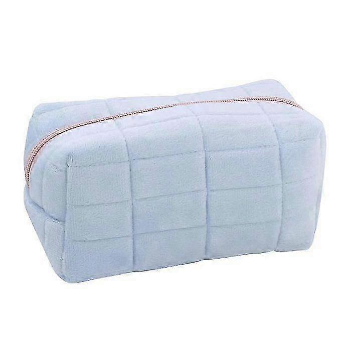 Blue Plush Makeup Bag