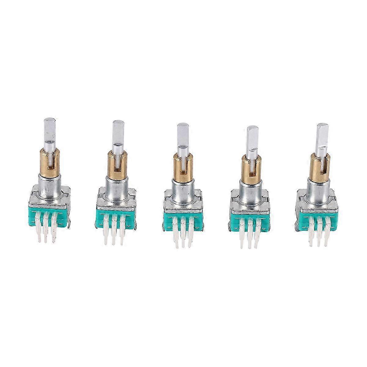 5PCS EC11EBB24C03 Dual Encoder with Switch 30 Positioning Number 15 Pulse Point Handle 25mm
