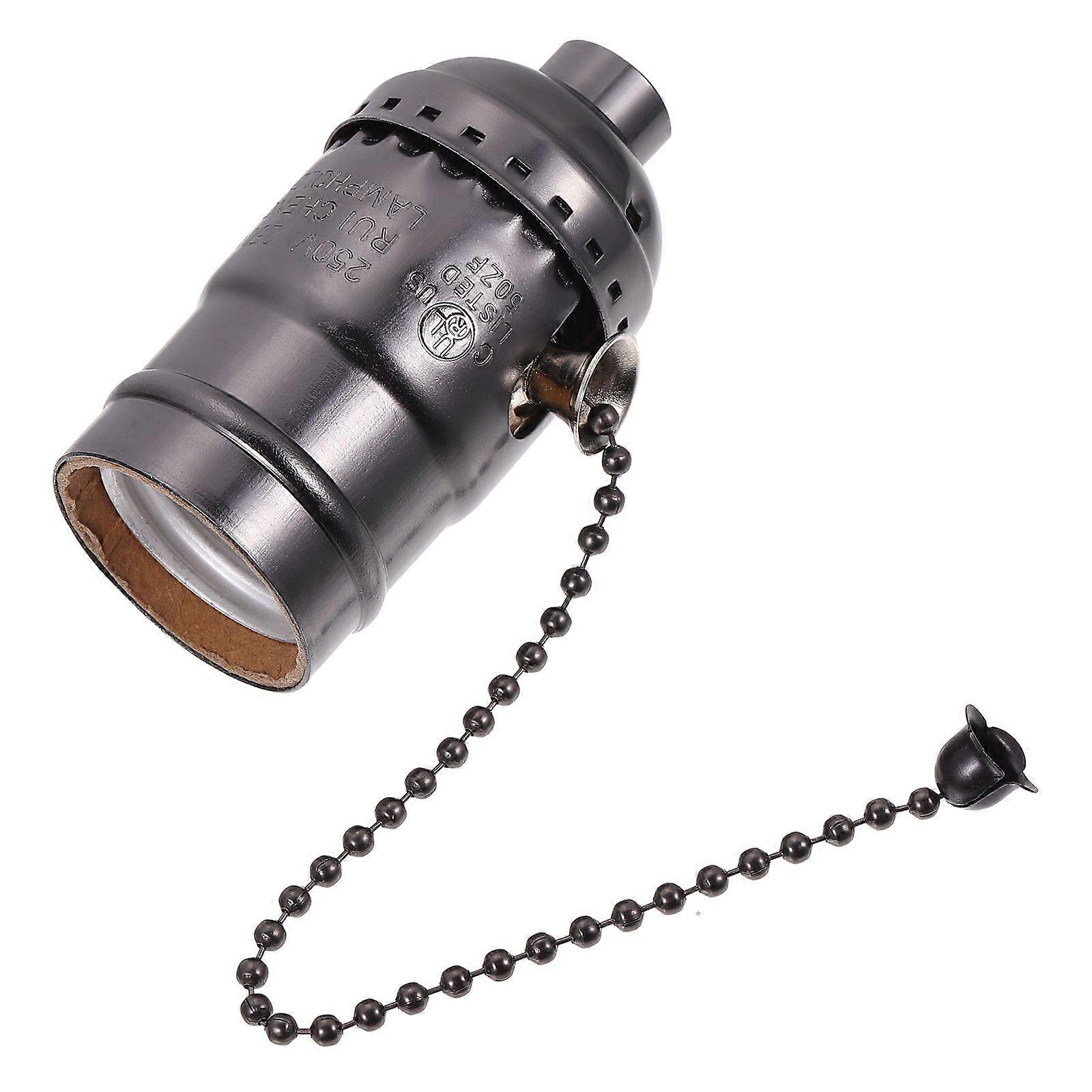 Retro E-27 Lamp Holder Aluminum Lamp Holder Light Socket with Pull Zipper