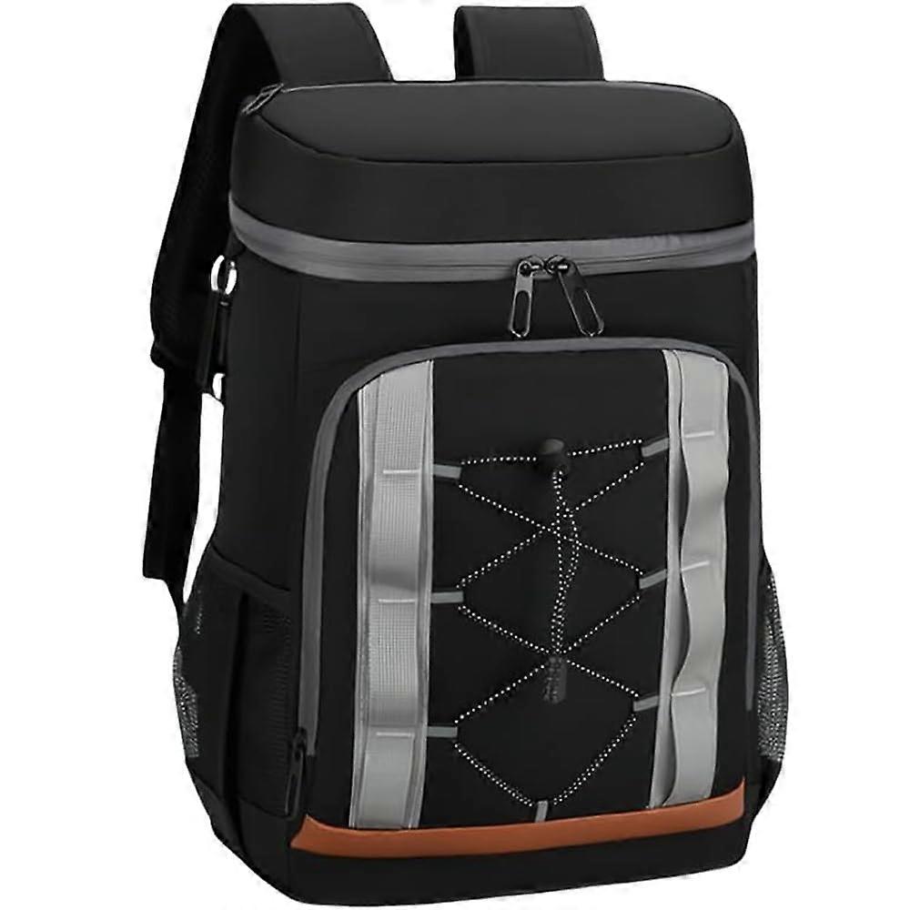 30L Large Insulated Cooler Backpack with Multiple Compartments for Camping Picnic BBQ Black
