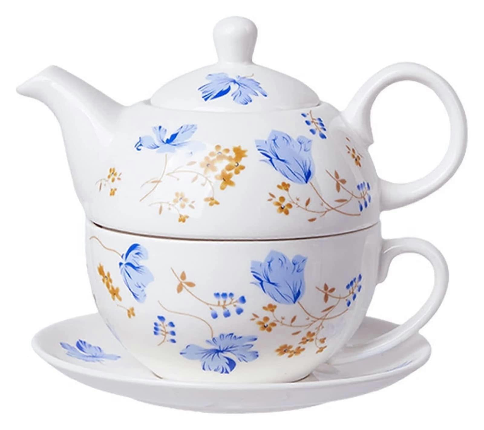 Bone China Tea for One Set, Ceramic Teapot 500ml with 350ml Cup, GiftReady Small Tea Set