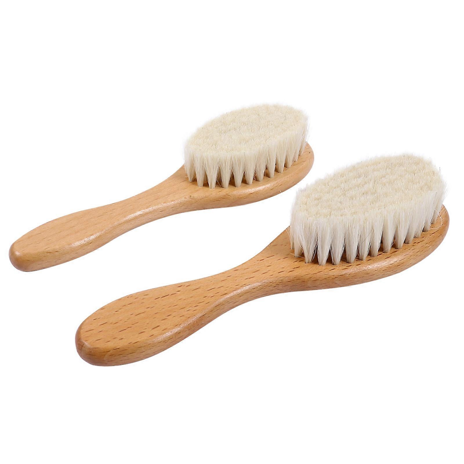 Beard Brush Wool Brush for Styling Use 4Pcs Beige Wood Handle Set