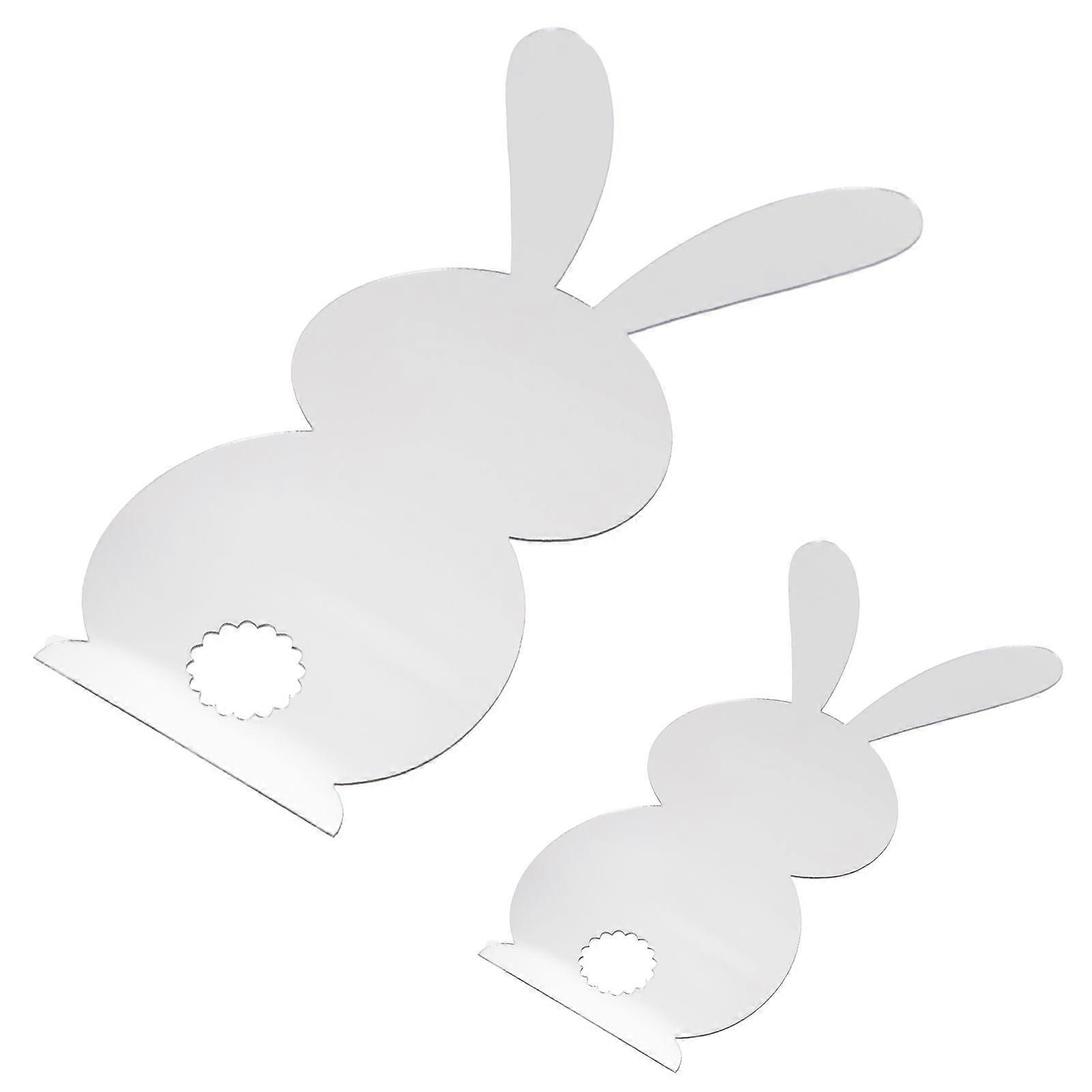 2pcs Mirror Easter Decals Window Stickers Bunny Pattern Design Wall Stickers