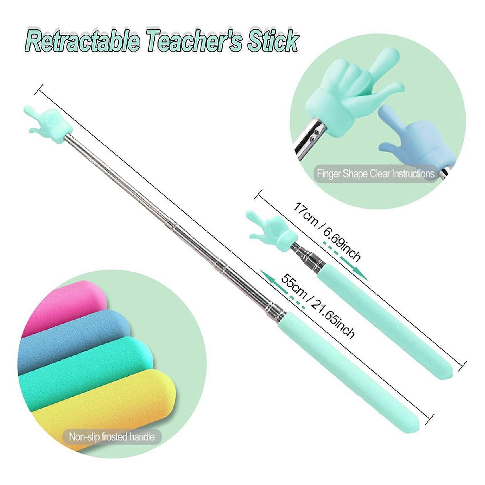 8PCS Retractable Teacher Pointer for Classroom Kids Reading, Mini Extendable Hand Pointer Finger Pointer Stick