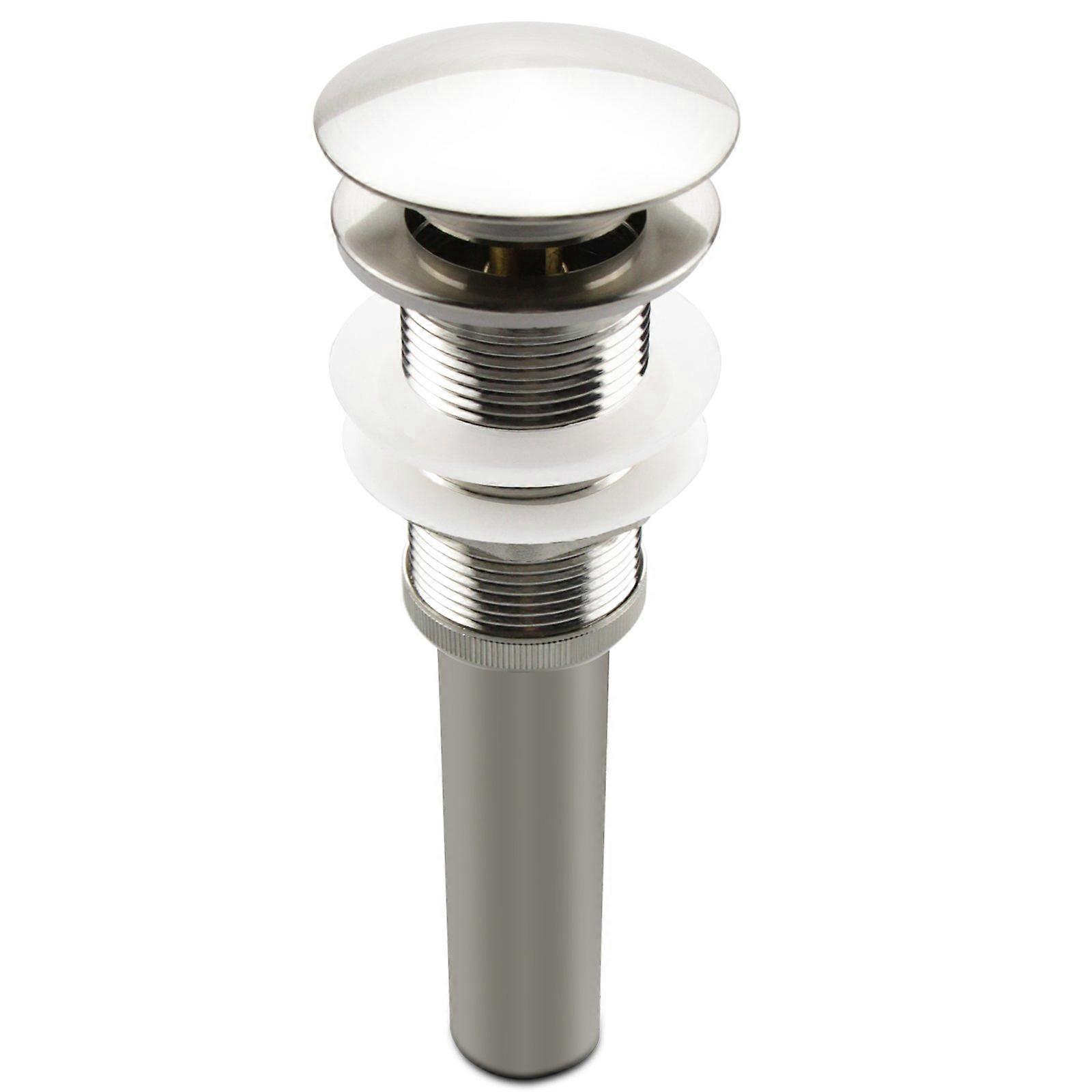 Brushed Nickel Bathroom Sink Drain Without Overflow, Solid Brass Vessel Sink Drain Stopper