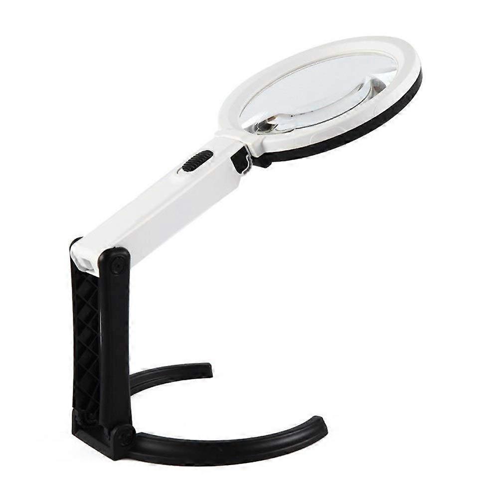 Magnifying Glass with 10 LED Lights, Dual Magnification, Foldable Desktop and Handheld Design
