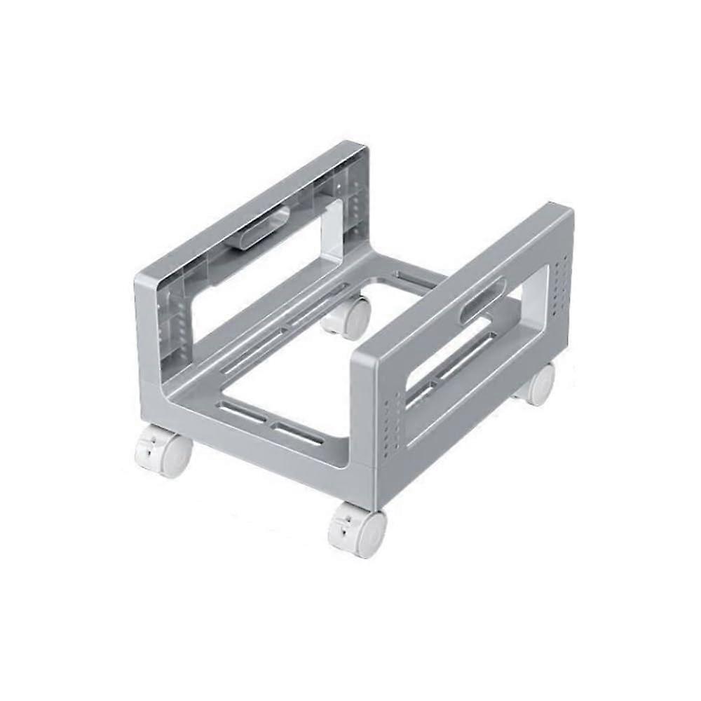 PC Tower Stand with Wheels, Adjustable CPU Holder with Brake Casters and Protective Side Rails