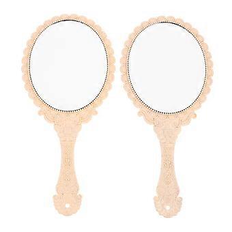Makeup Mirror Retro Handheld Mirror for Women 2Pcs Portable Compact Design