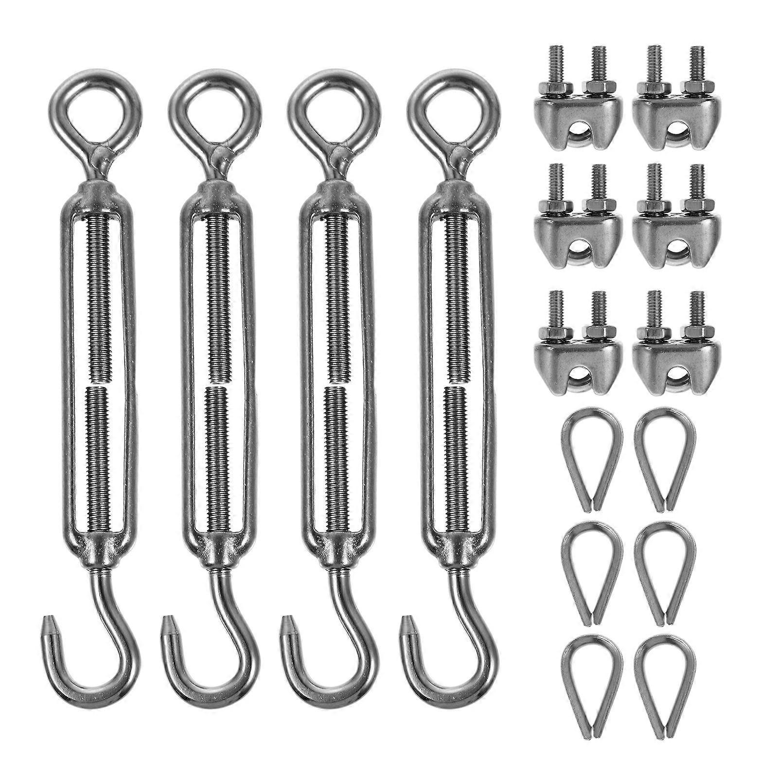 Practical Stainless Steel Wire Rope Hooks for Outdoor Cable Install 1Set