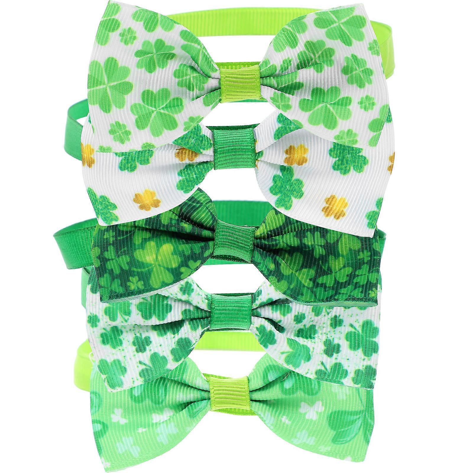 Patrick's Day Pet Bow Tie Collars for Dogs 5Pcs Set