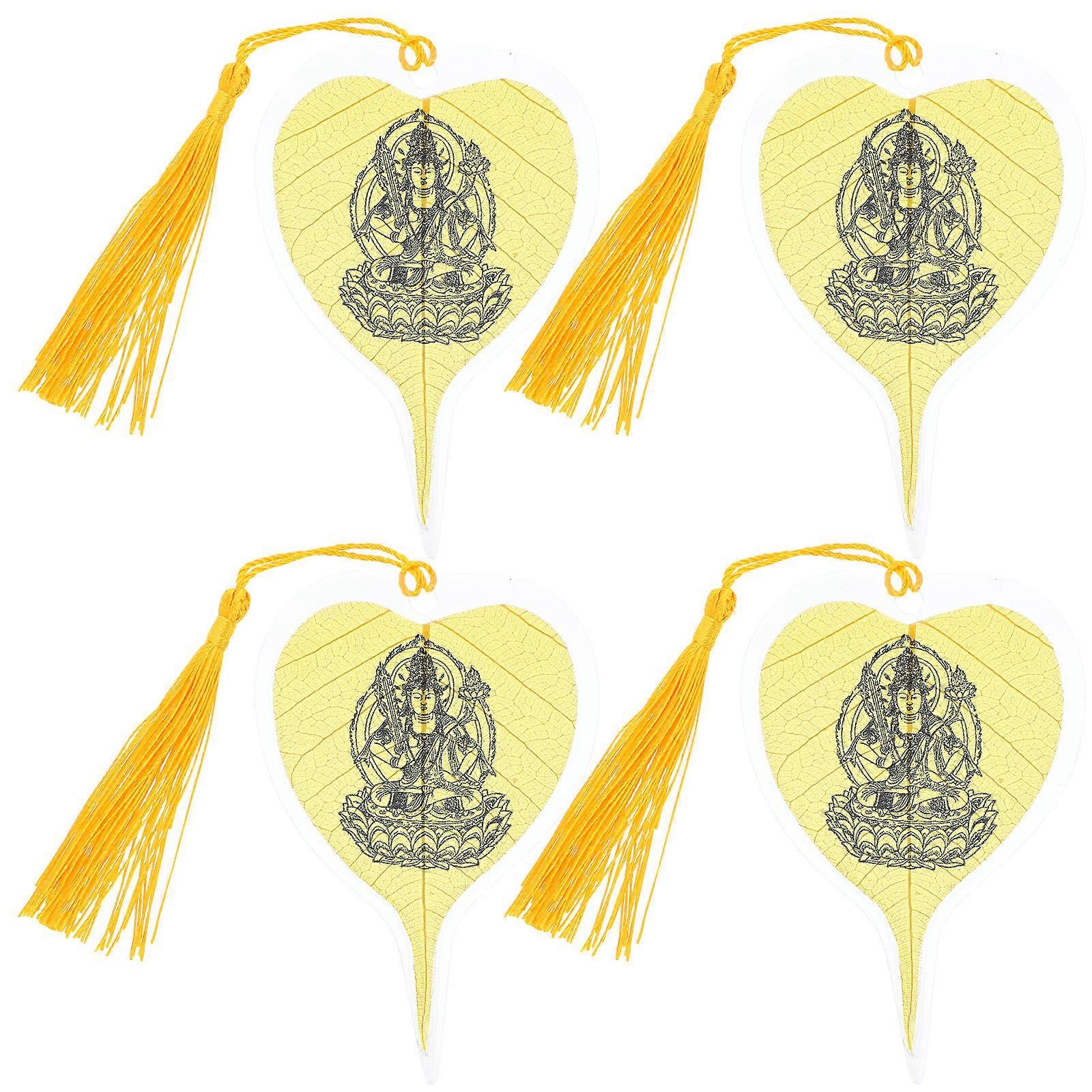 Creative Bookmarker Buddhist Bookmarks for Decoration 4Pcs Golden Leaf