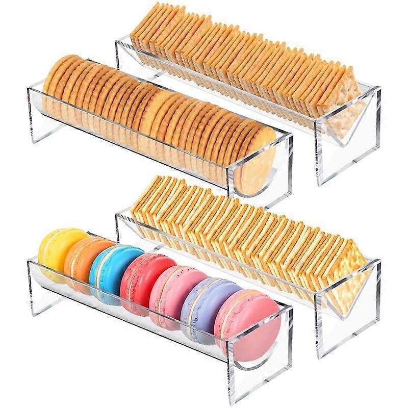 4 Pieces Clear Cracker Tray for Serving Rectangular Cracker for Party