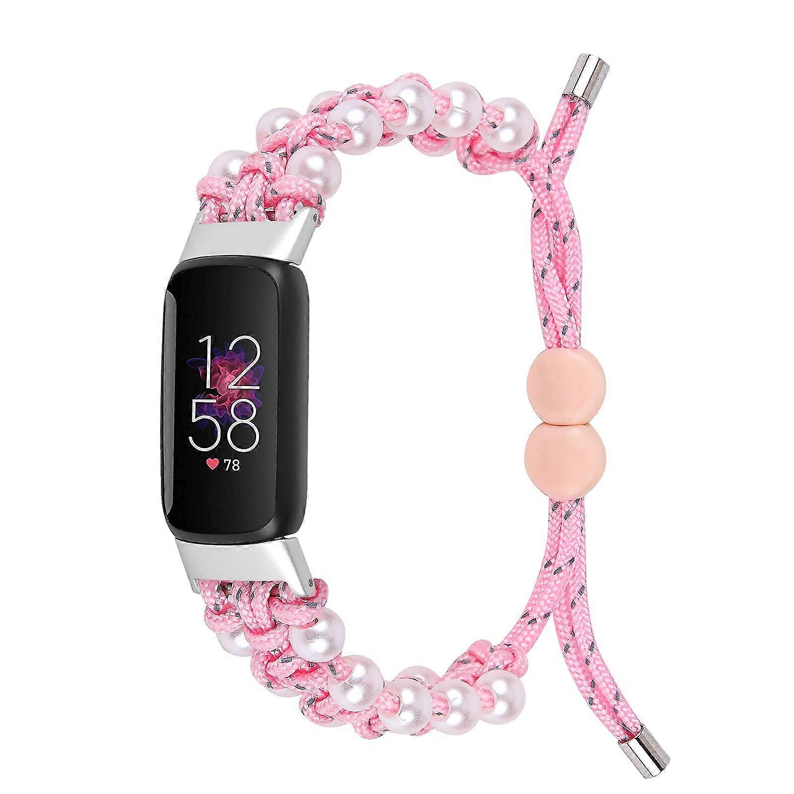 Elastic Fabric Quick Release Adjustable Strap Replacement Bracelet Pink for Fitbit Luxe