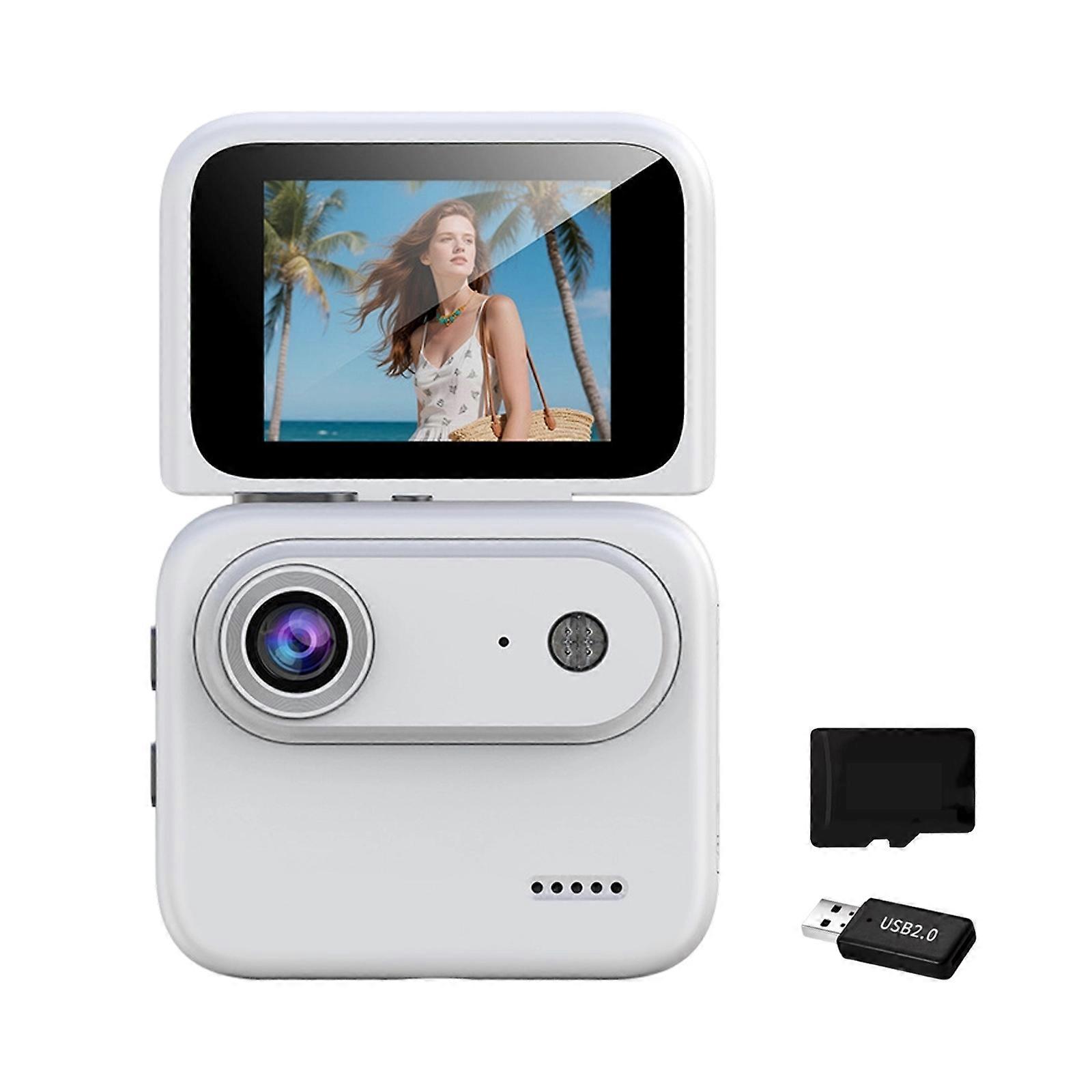 User Friendly 2inch Flip Touchscreens Camera With Stabilization And Quick Captures For Dynamic Action Shots  White