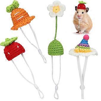 Niedliche Haustiermützen, gestrickte Mützen für kleine Tiere zum Verkleiden von Haustieren, 4er-Set
