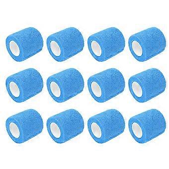 12 Pack 4.5M Animal Elastic Bandage Self Adhesive Cow Hoof Repairing Bandage Non Woven Polyester Waterproof for Livestock Blue