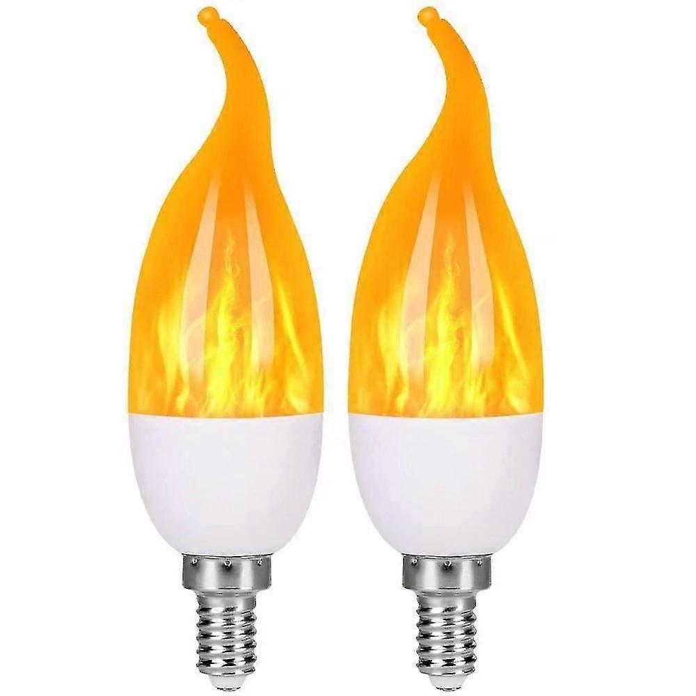 2-Pack E14 Flame LED Light Bulbs with 3 Modes: Flame, Breathing, General Lighting - Edison Style, 2W, Energy Saving