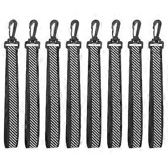 8pcs Double Sided Reflective Strap Keychain For Backpack - Safety Reflective Pendant With Clip - Night Walking Visibility Gear For Camping Climbing Bl
