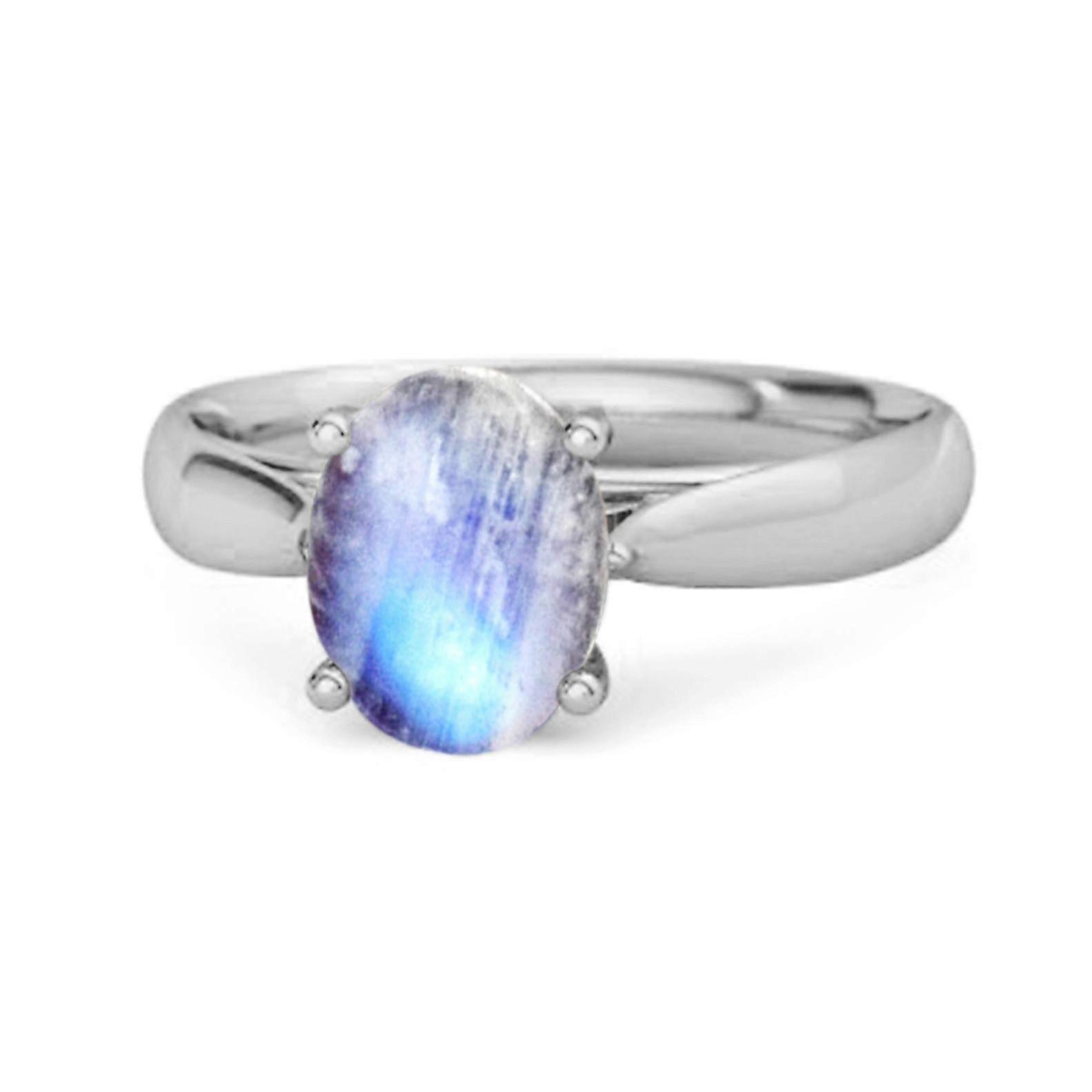 Moonstone Classic Solitaire Ring - 925 Sterling Silver