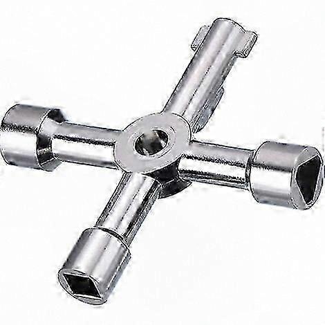 4-in-1 Multi-Function Key for Utility Meter Cabinet Access, Silver Tone