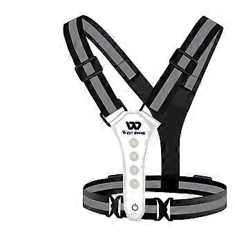 Biking Outdoor Sport Reflective Safety Vest USB Rechargeable Flashing Light Hiking Camping Night Chest Lamp Cycling Access