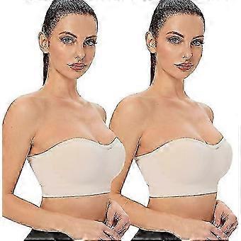 Women's Bandeau Strapless Bra, Seamless Padded Bralette, Pull-On Non-wired Tube Top Bra with Adjustable Transparent Straps  WG-26