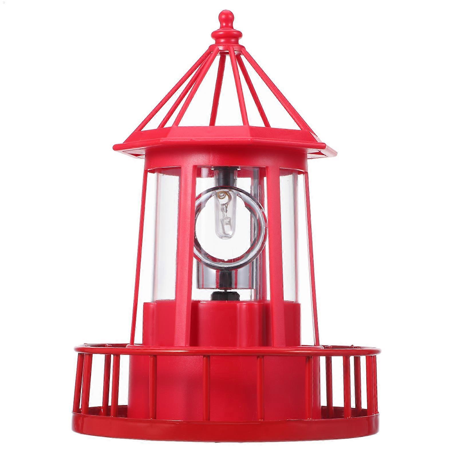 Outdoor Simulation Rotating Lighthouse Solar Powered Lighthouse Lamp Yard Decor