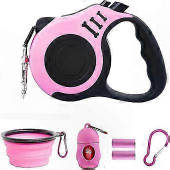 Retractable Dog Leash 16ft with Bowl, Dispenser & Waste Bags for Small Medium Dogs