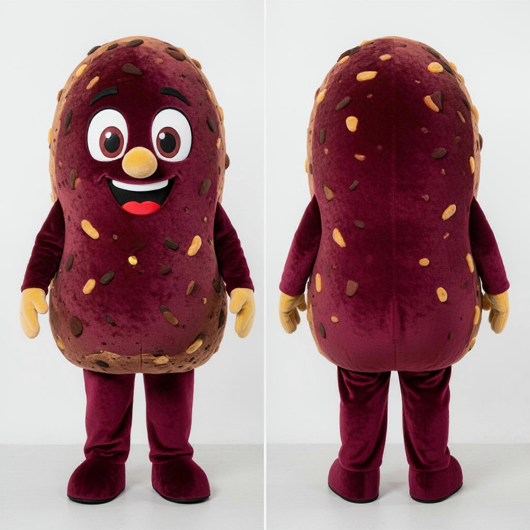 MASTICOT Maroon Rounded Falafel Mascot