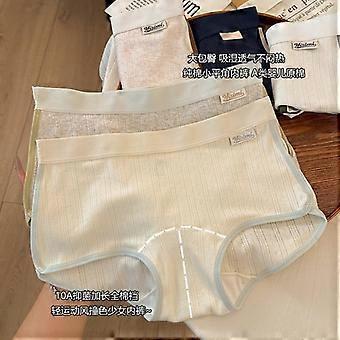 Women Colorblock Sports Style Mid Waist Antibacterial Cotton Crotch Plus Size Boxer Panties